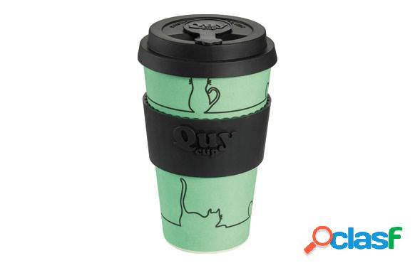Taza Bamboo Quy Cup con Tapa 400ml Sky Gato