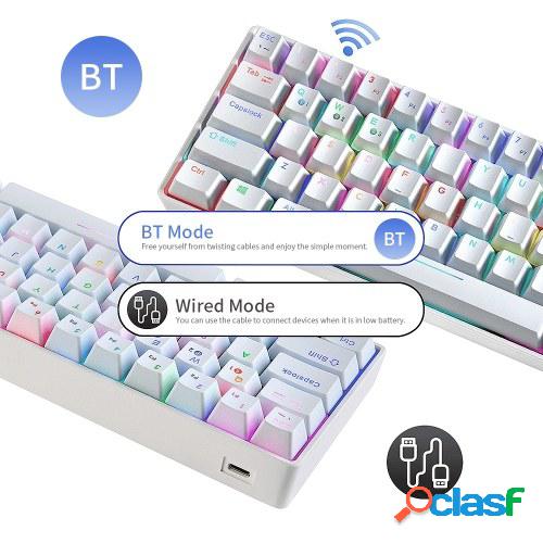 Teclado mecánico compacto multidispositivo con 64 teclas BT