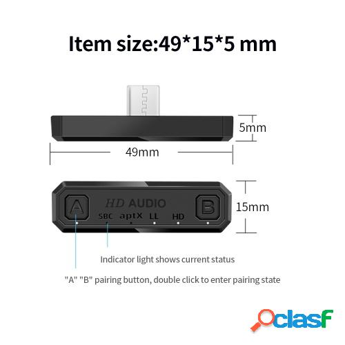 Transmisor de audio inalámbrico portátil Adaptador BT 5.0