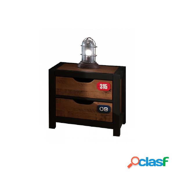 Vipack Mesita de noche Alex 2 cajones madera natural