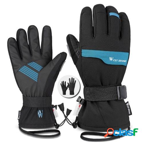 WEST BIKING Guantes gruesos de doble capa Esquí Ciclismo