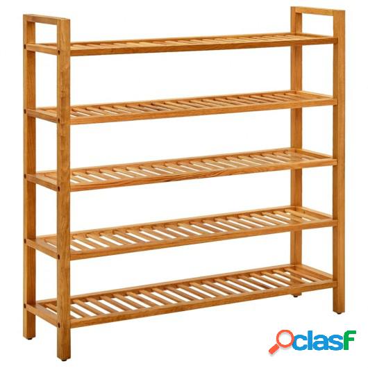 Zapatero con 5 estantes madera maciza de roble 100x27x100 cm