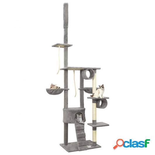 Árbol rascador para gatos de suelo a techo gris 220-240 cm