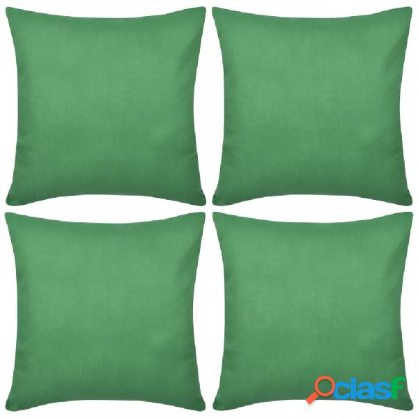 vidaXL 4 fundas para cojines verde de algodón 80x80 cm