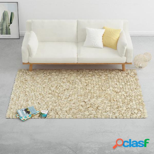 vidaXL Alfombra guijarros lana beige/gris/marrón/chocolate