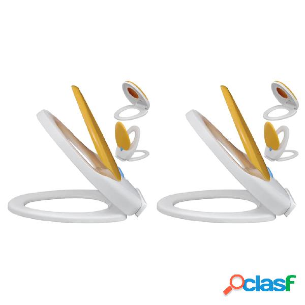 vidaXL Asientos inodoro cierre suave 2 uds plástico blanco