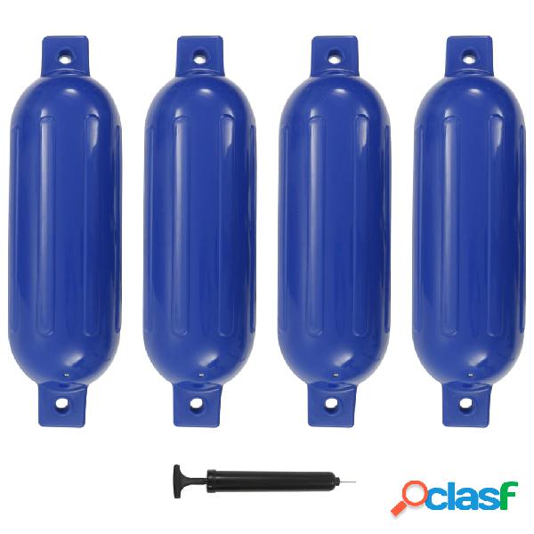 vidaXL Defensas para barcos 4 piezas PVC azul 51x14 cm