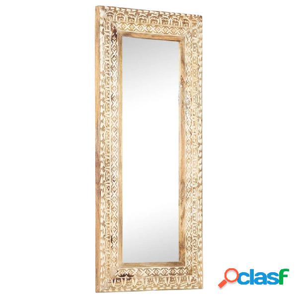 vidaXL Espejo tallado a mano madera maciza de mango