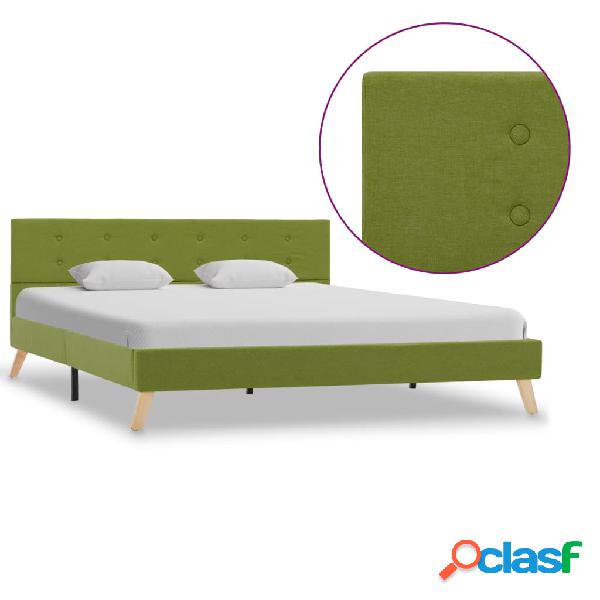 vidaXL Estructura de cama de tela verde 160x200 cm