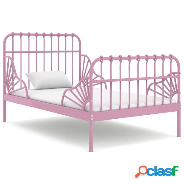 vidaXL Estructura de cama extensible metal rosa 80x130/200