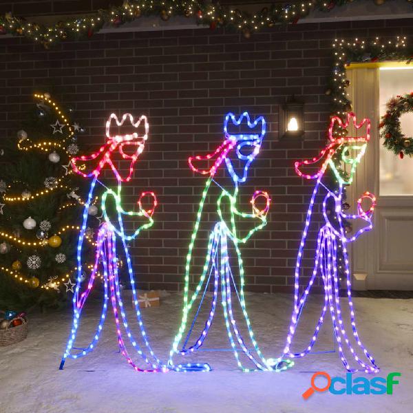 vidaXL Figura de Navidad de los Reyes Magos con 504 LED