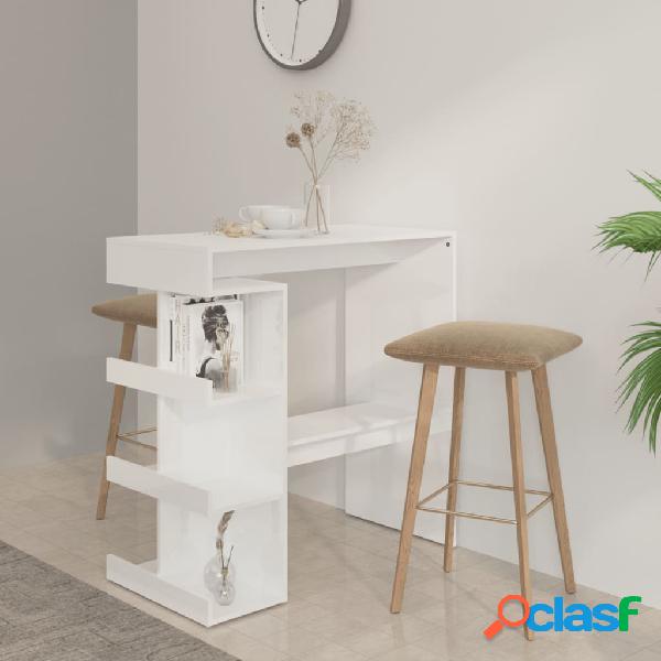 vidaXL Mesa bar con estante aglomerado blanco brillo