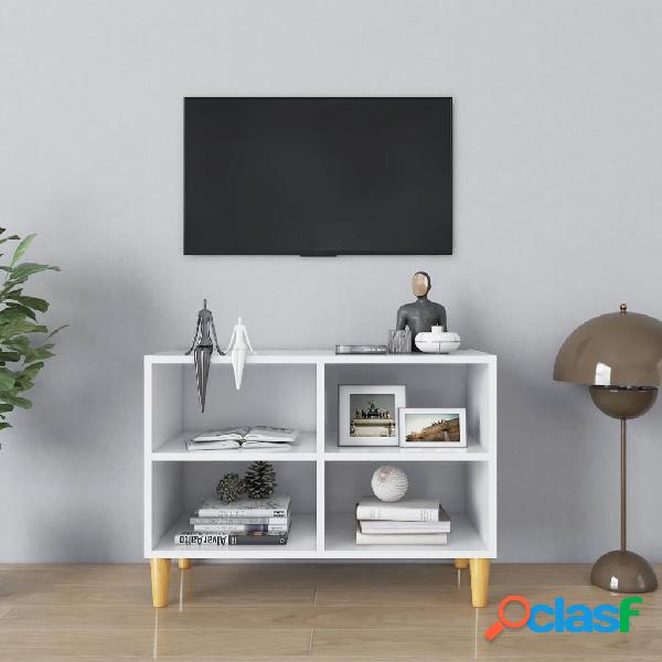 vidaXL Mueble de TV con patas de madera maciza blanco