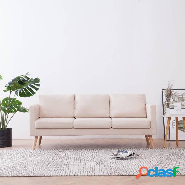 vidaXL Sofá de 3 plazas de tela color crema