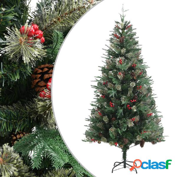 vidaXL Árbol de Navidad y piñas verde PVC y PE 225 cm