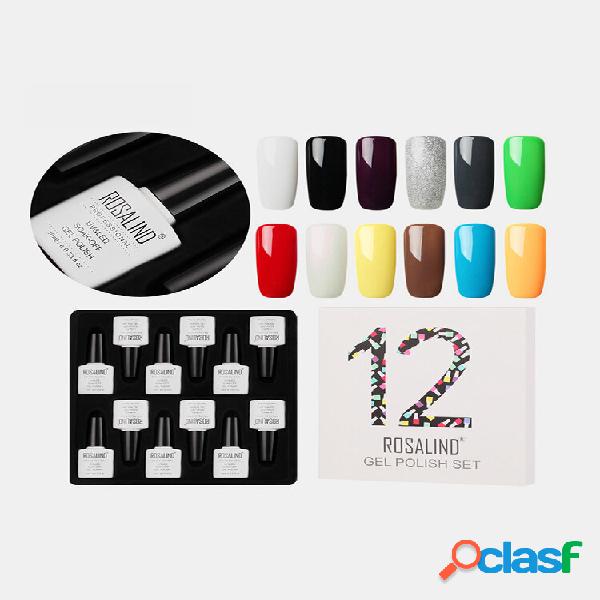 12 colores Color Gel Uña Kit de pulido UV LED Base superior