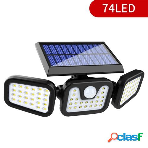 74 LED Solar 3 cabezas Lámpara de hendidura giratoria