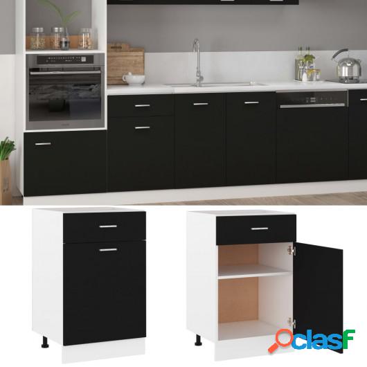 Armario de cocina de aglomerado negro 50x46x81,5 cm