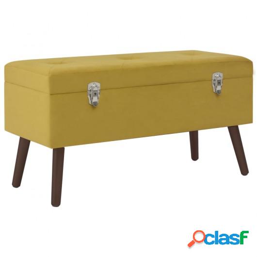 Banco con compartimento terciopelo amarillo mostaza 80 cm