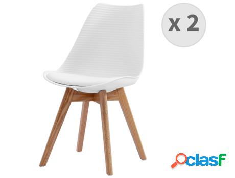 Bessy-Silla Escandinava Blanca Patas De Roble (X2)