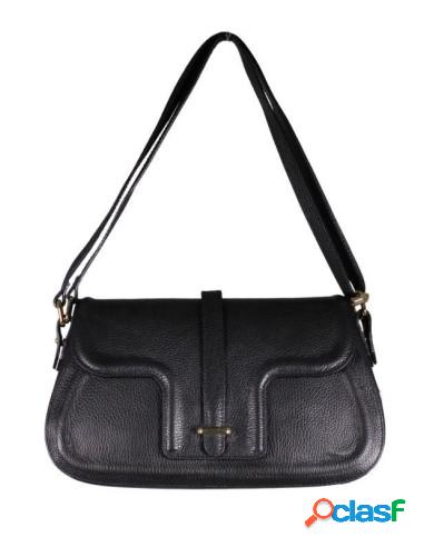 Bolso De Hombro En Piel Labrada Asas Ajustables Negro