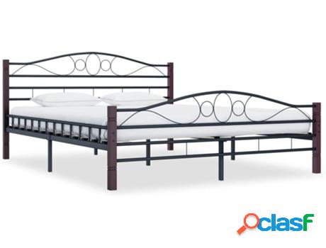 Cama VIDAXL (Negro - Metal - 210x147x85 cm)