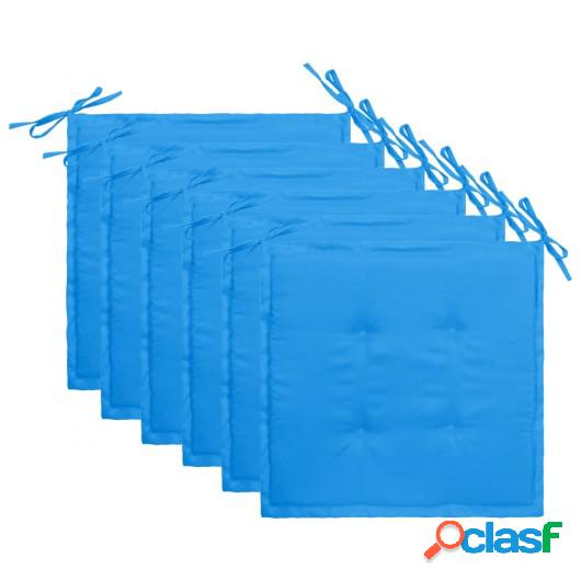 Cojines para silla de jardín 6 unidades tela azul 50x50x4