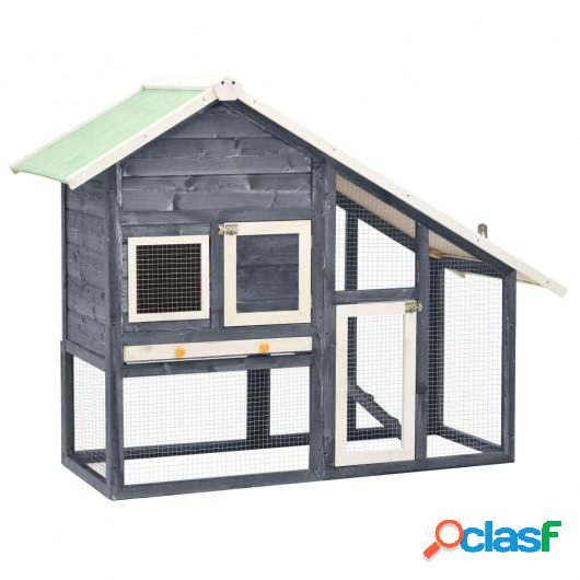 Conejera de madera maciza de abeto gris y blanco 140x63x120