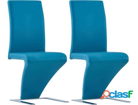 Conjunto 2 Sillas de Comedor VIDAXL (Azul - Cuero Artificial