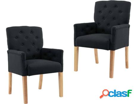 Conjunto 2 Sillas de Comedor VIDAXL (Negro - Tela - 61 x 66