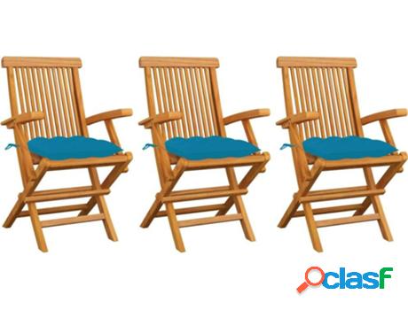 Conjunto 3 Sillas de Jardín VIDAXL c/Almohadas 3062533