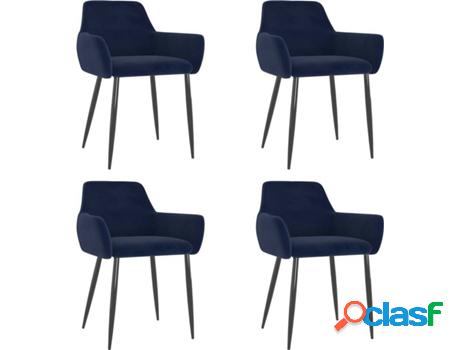 Conjunto 4 Sillas de Comedor VIDAXL (Azul - Terciopelo - 56