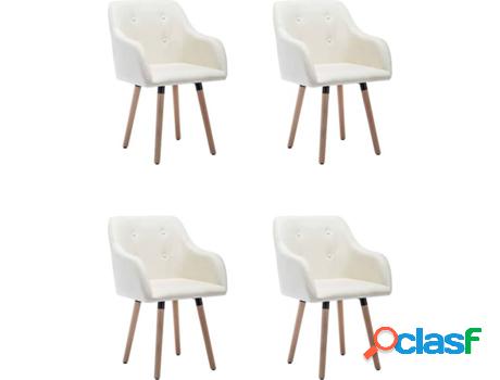Conjunto 4 Sillas de Comedor VIDAXL (Crema - Tela - 55 x 52