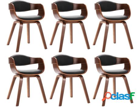 Conjunto 6 Sillas de Comedor VIDAXL 3054813 (Negro - Cuero