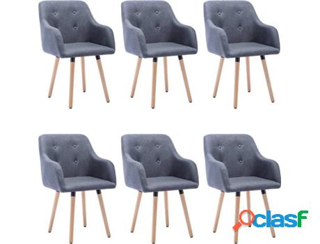 Conjunto 6 Sillas de Comedor VIDAXL 3056714 (Gris - Tela -