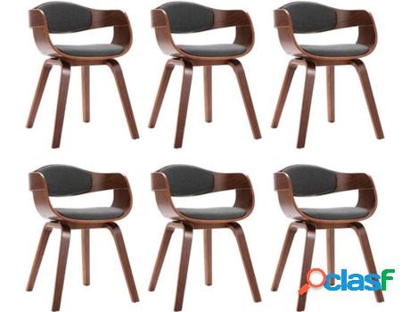 Conjunto 6 Sillas de Comedor VIDAXL (Gris - Tela - 49 x 51.5