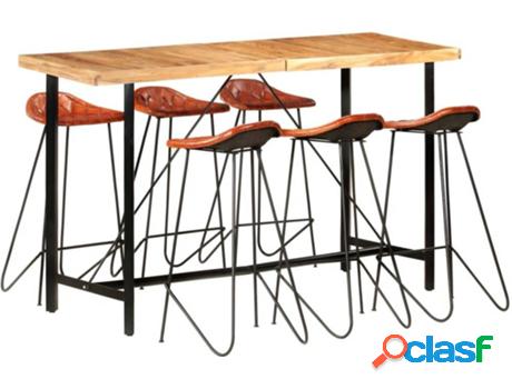 Conjunto de Bar VIDAXL 7 Piezas 278766 (Marrón - Madera -