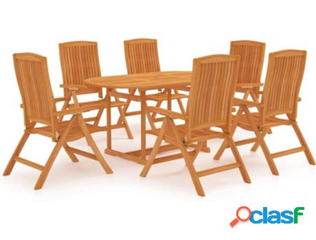 Conjunto de Cenar Exterior VIDAXL 7 Piezas (Marrón - Madera