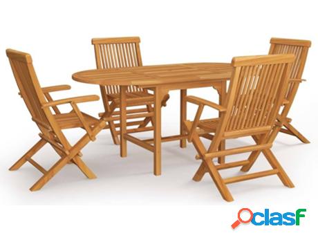 Conjunto de Comedor Jardín VIDAXL 3059587 (Marrón - Madera