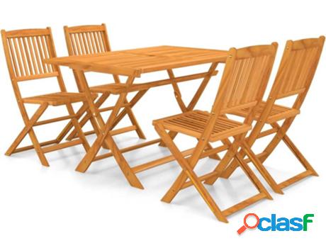 Conjunto de Comedor Jardín VIDAXL (Marrón - Madera de