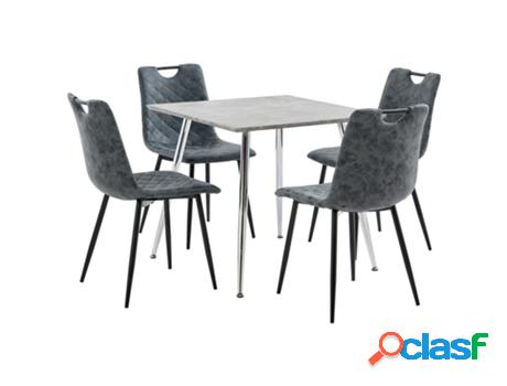 Conjunto de Comedor VIDAXL 5 Piezas (Negro - Cuero