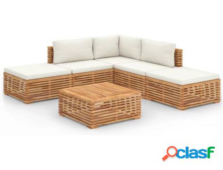 Conjunto de Jardín VIDAXL 6 Piezas con Cojines (Marrón -