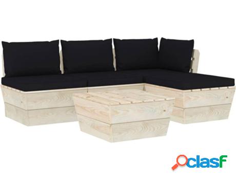 Conjunto de Jardín VIDAXL Lounge 3063463 (Negro - Madera -