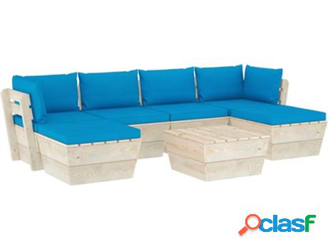 Conjunto de Jardín VIDAXL Lounge 3063580 (Azul - Madera -