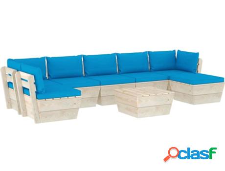 Conjunto de Jardín VIDAXL Lounge 3063616 (Azul - Madera -