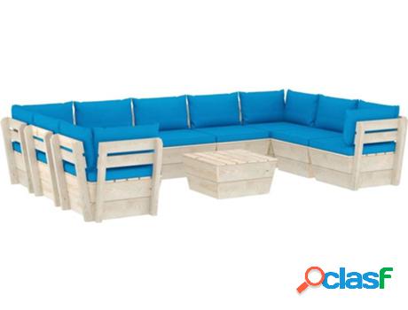 Conjunto de Jardín VIDAXL Lounge 3063628 (Azul - Madera -