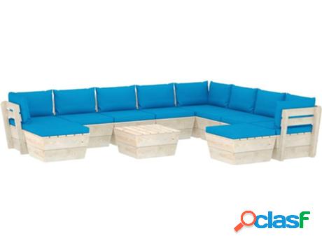 Conjunto de Jardín VIDAXL Lounge 3063688 (Azul - Madera -