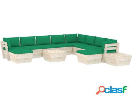 Conjunto de Jardín VIDAXL Lounge 3063701 (Verde - Madera -