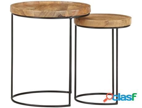 Conjunto de Mesas de Centro VIDAXL (Marrón - Madera - 36x42