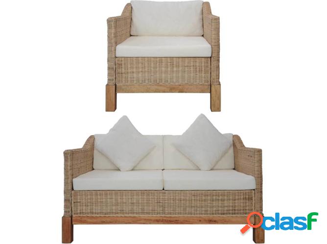 Conjunto de Sofás VIDAXL con almohadones mimbre natural (2